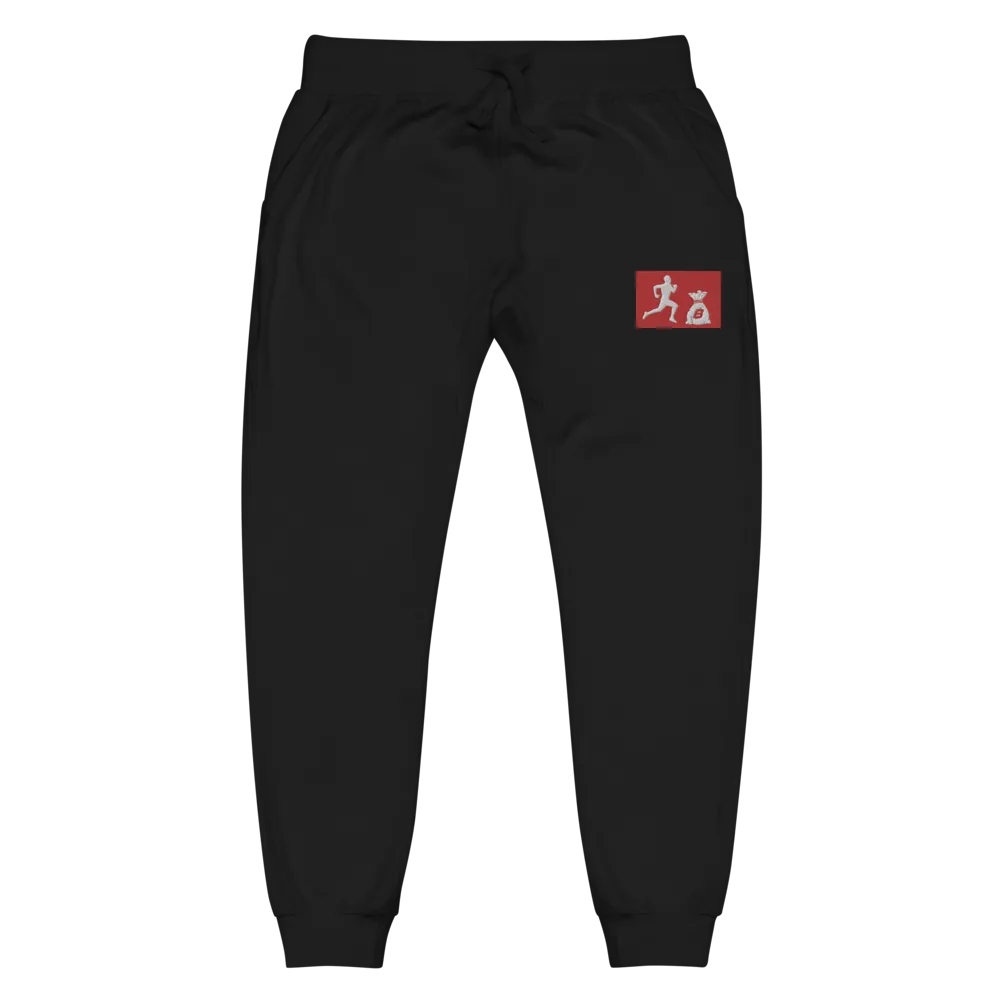"Run it up patch" Black (Red logo) Embroidered Unisex fleece sweatpants
