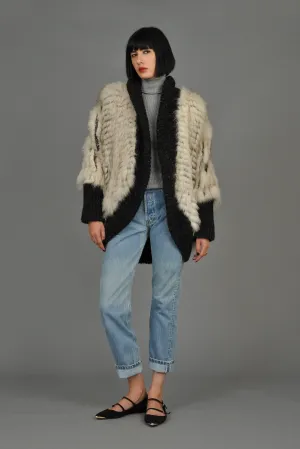 Reversible Knit Fox Fur   Mohair Cocoon Coat