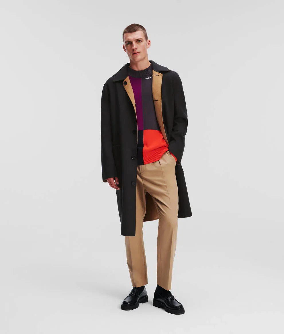 REVERSIBLE TAILORED WOOL-BLEND COAT