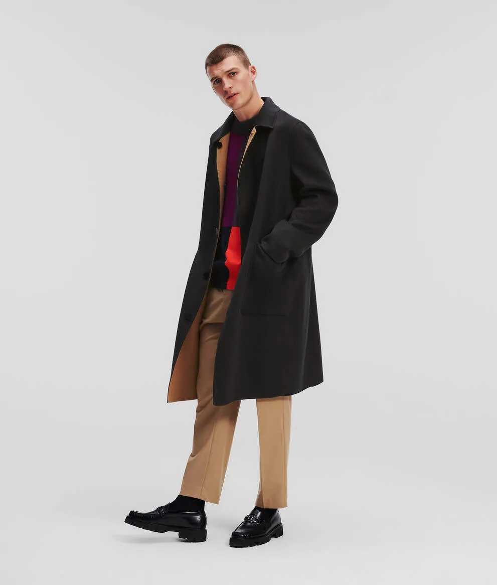 REVERSIBLE TAILORED WOOL-BLEND COAT