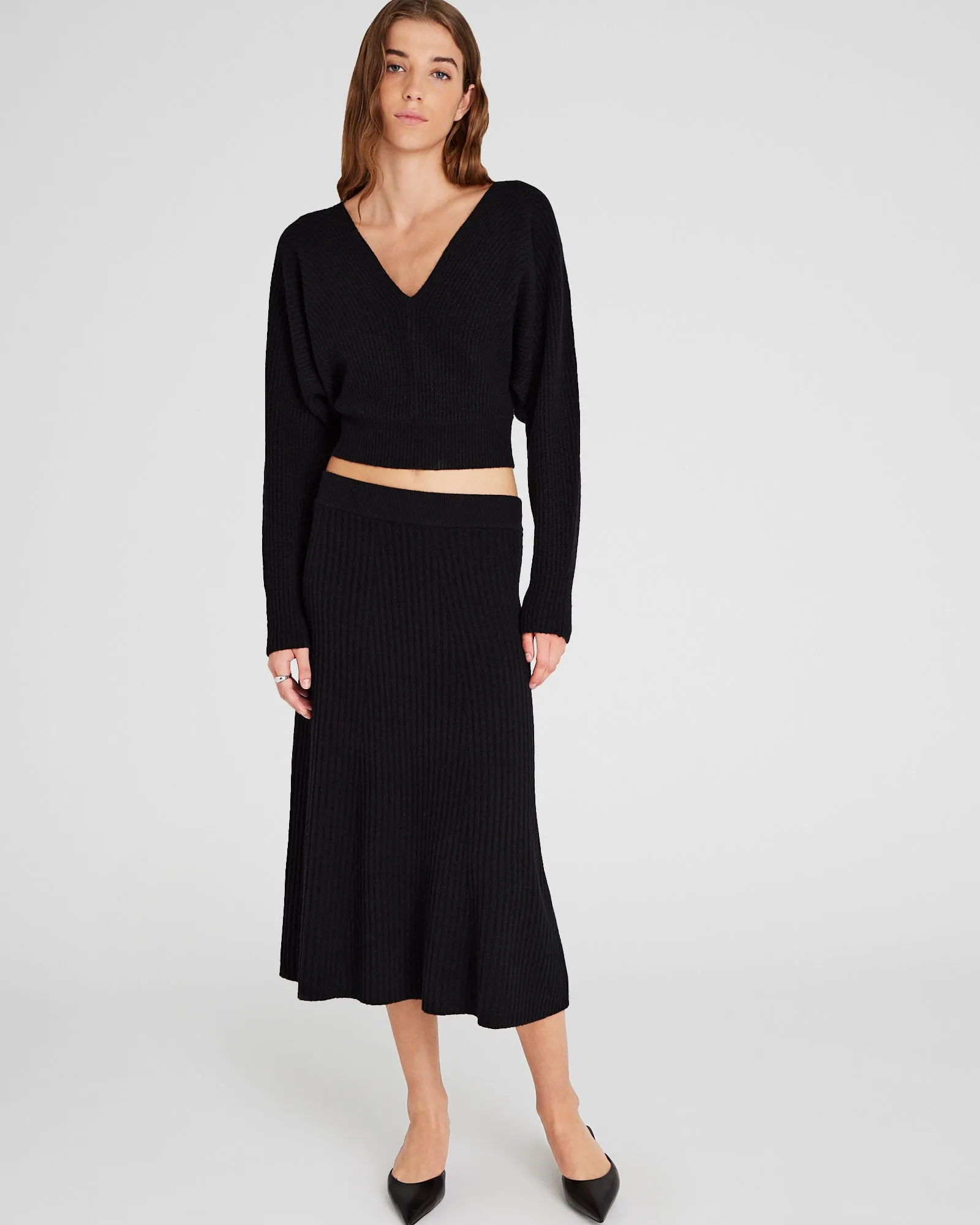 Rib Knit Flounce Skirt