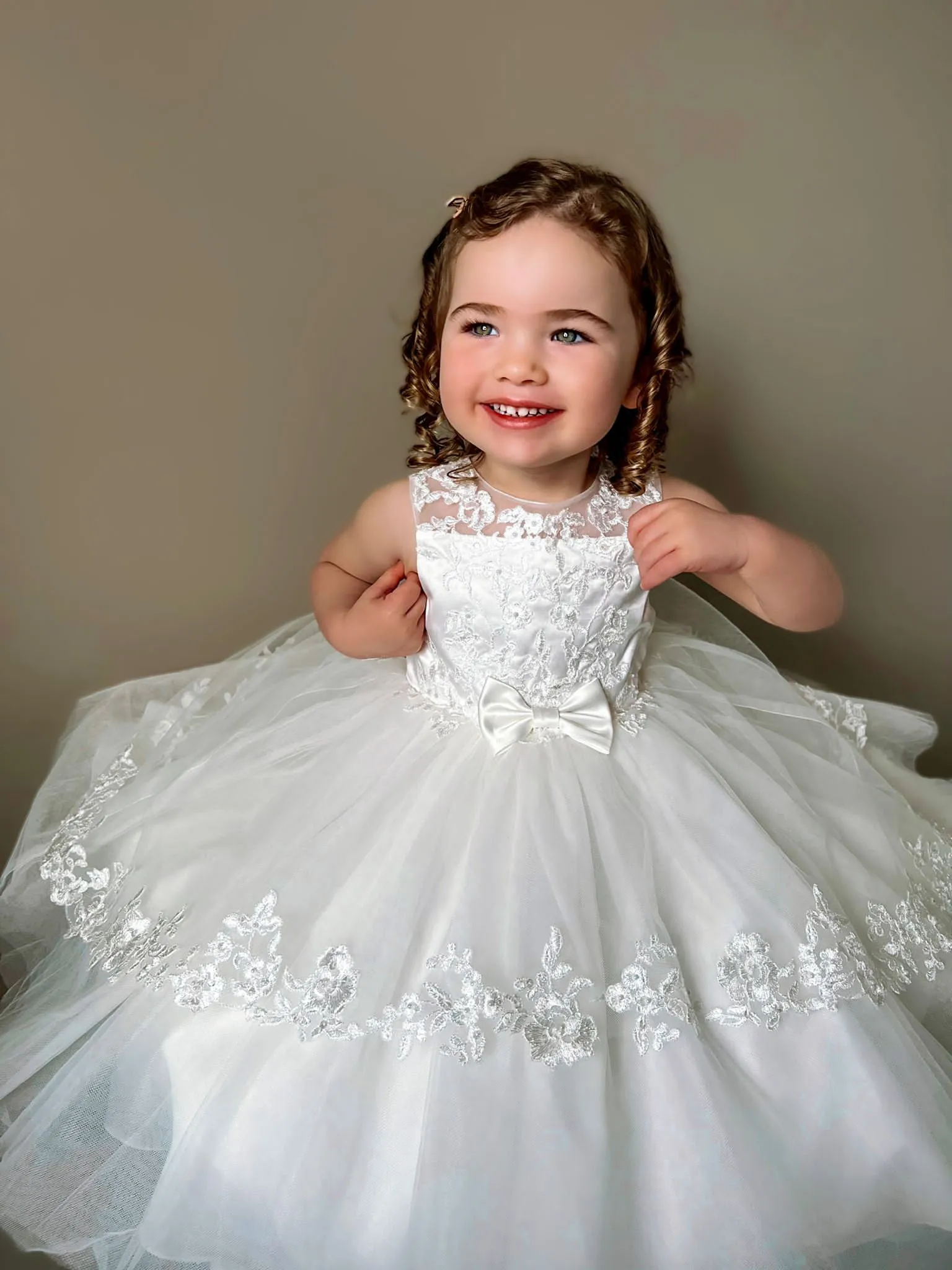 Sarah Louise Ivory Floral Embellished Tulle Occasion Dress