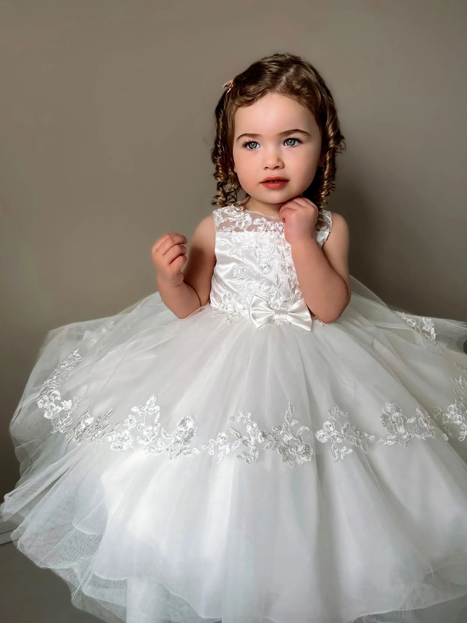 Sarah Louise Ivory Floral Embellished Tulle Occasion Dress