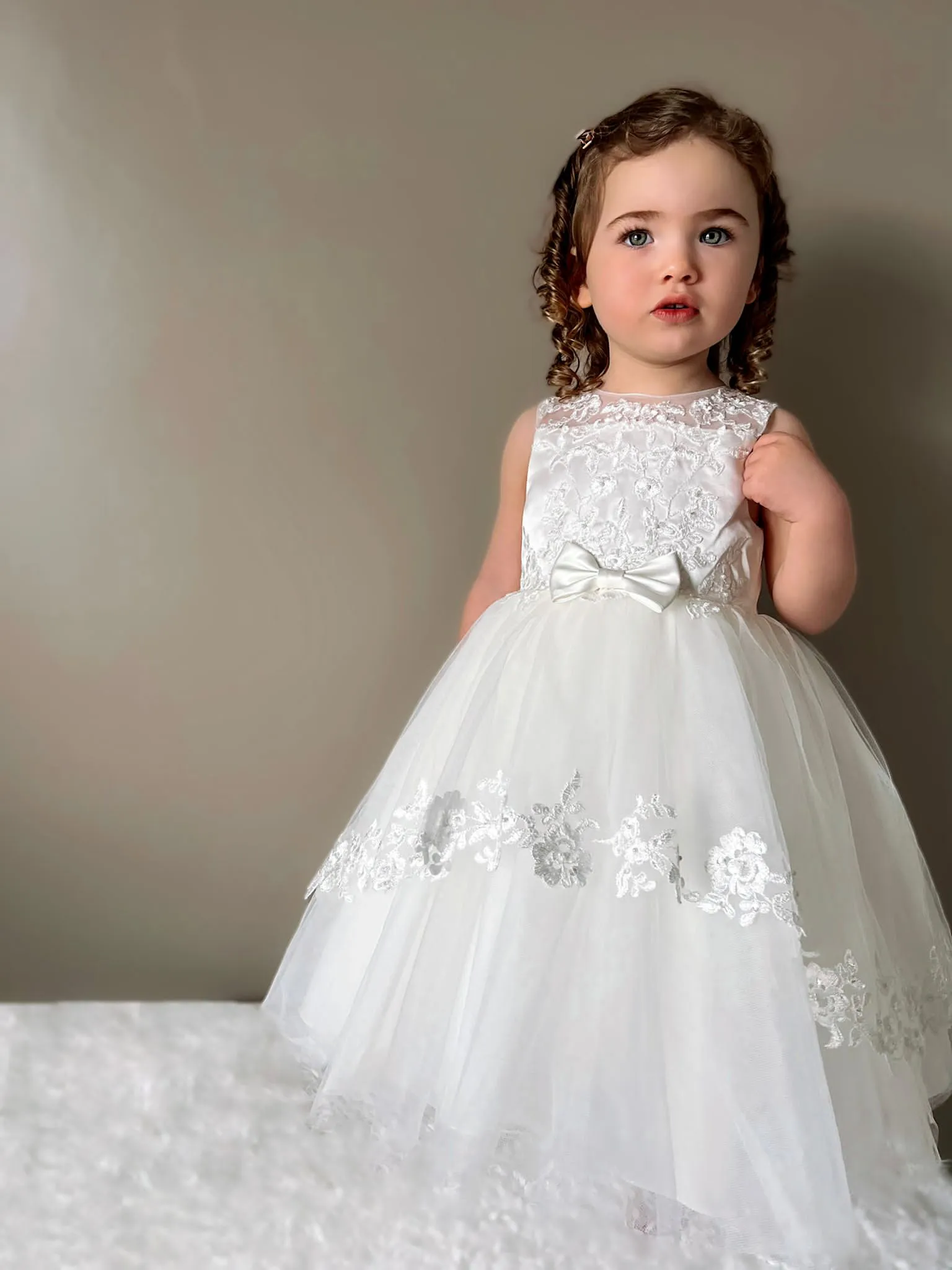 Sarah Louise Ivory Floral Embellished Tulle Occasion Dress