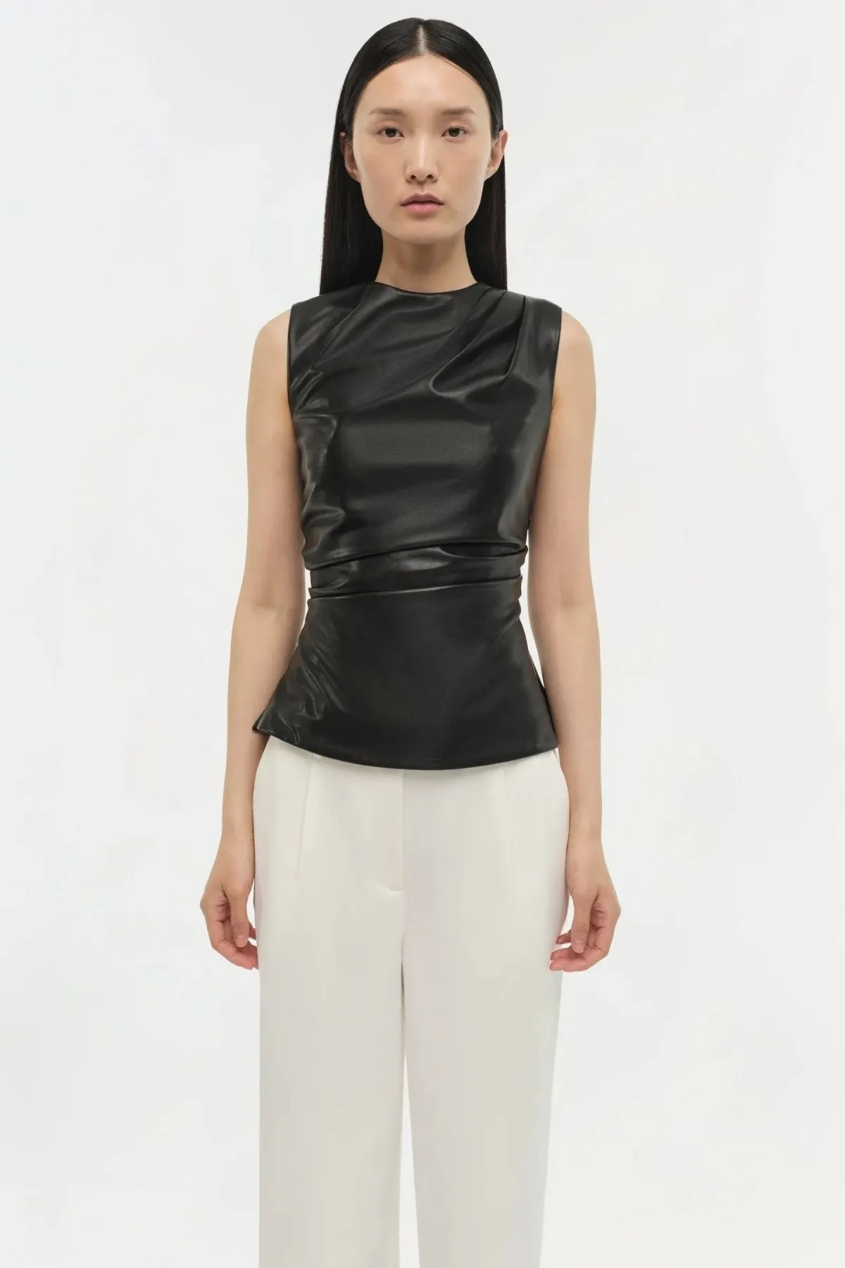 Simkhai Wynter Short Sleeve Draped Top - Black