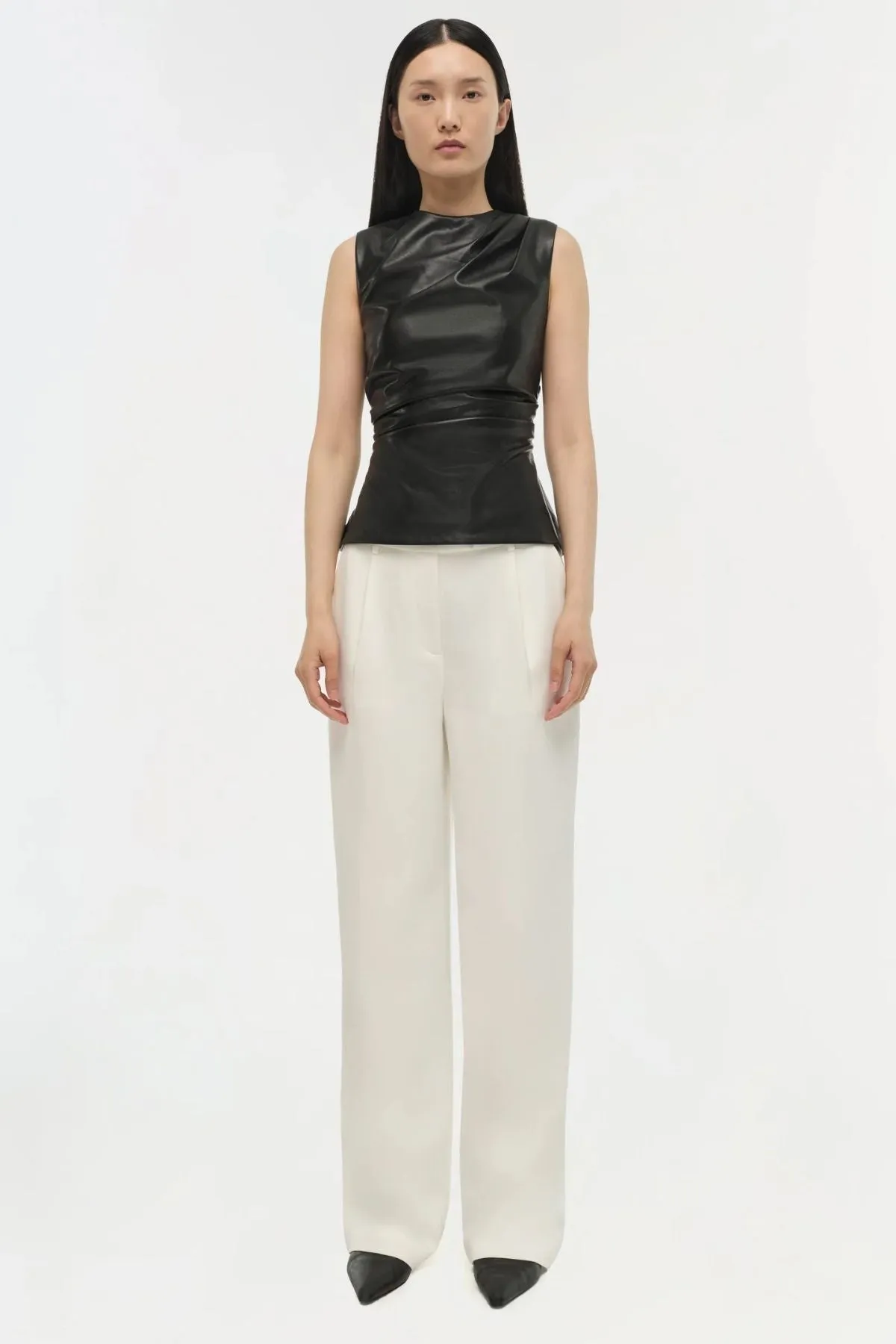 Simkhai Wynter Short Sleeve Draped Top - Black