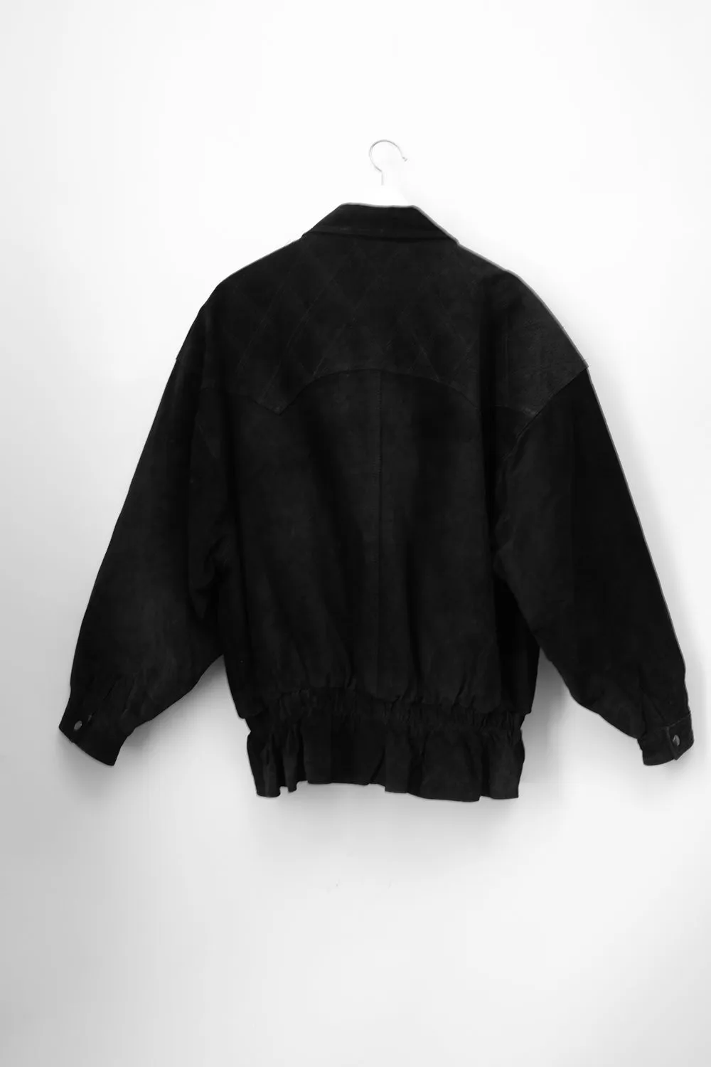 SUEDE LEATHER BLACK OVERSIZED VINTAGE BOMBER