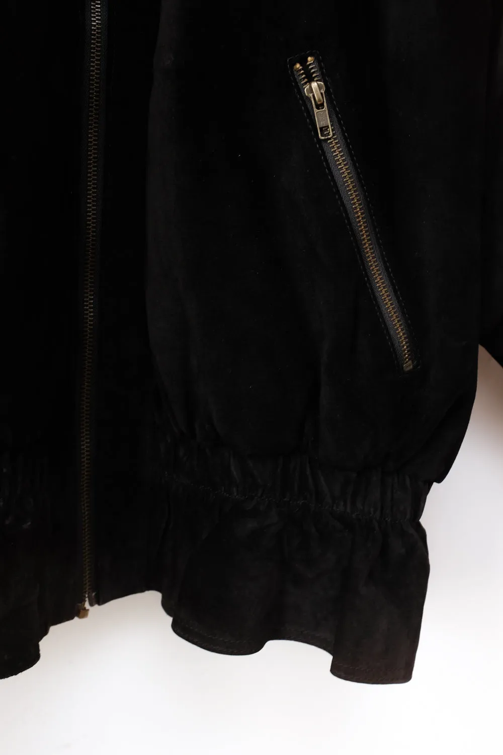 SUEDE LEATHER BLACK OVERSIZED VINTAGE BOMBER