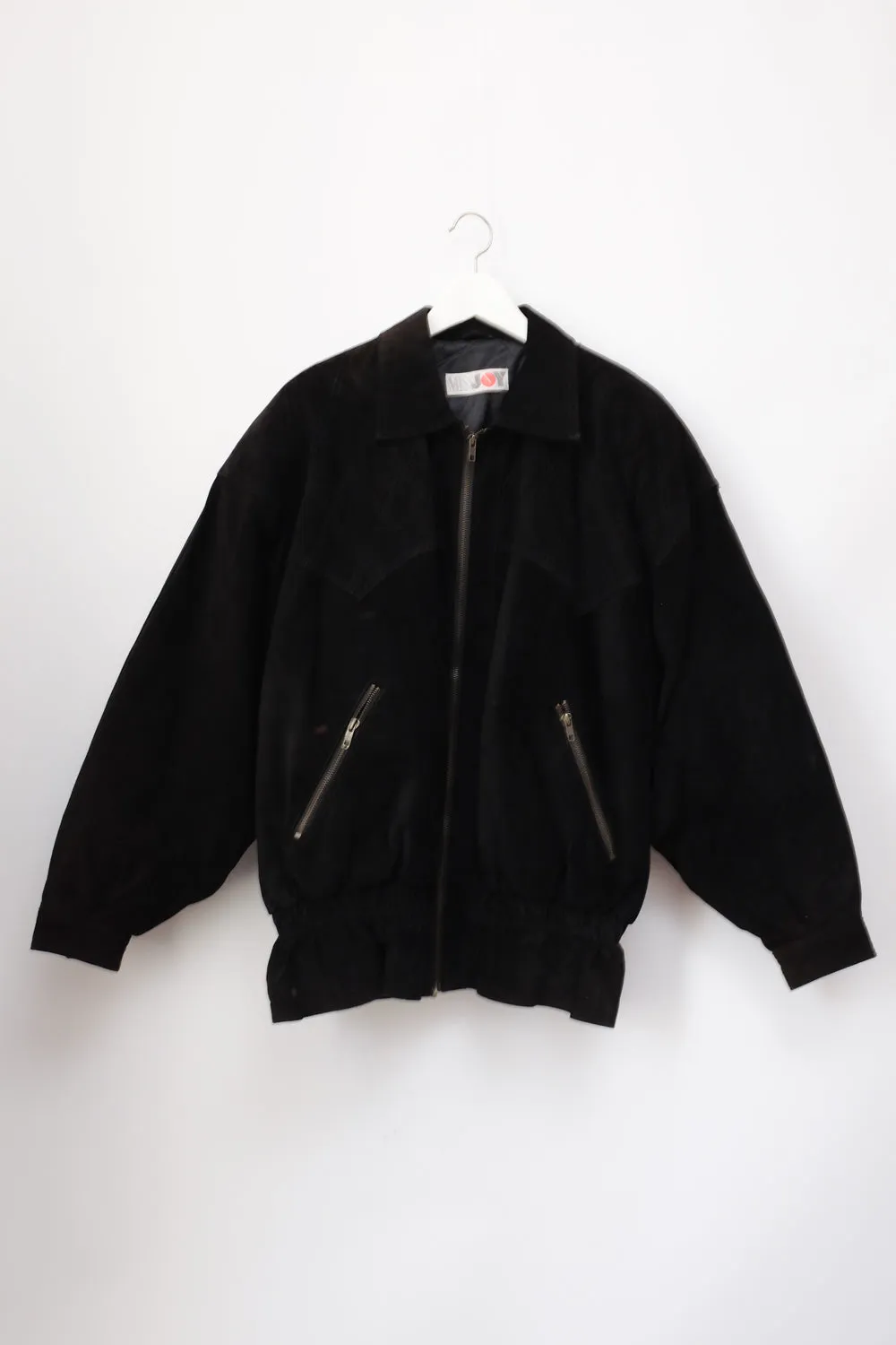 SUEDE LEATHER BLACK OVERSIZED VINTAGE BOMBER