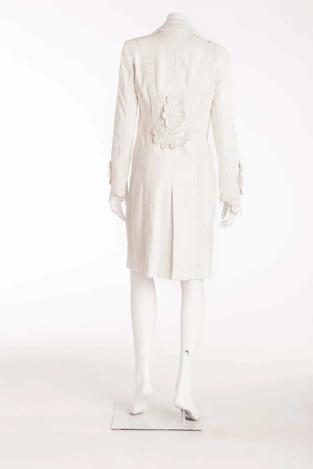 Versace - White Intricate Leather Design Long Sleeve jacket - IT 40