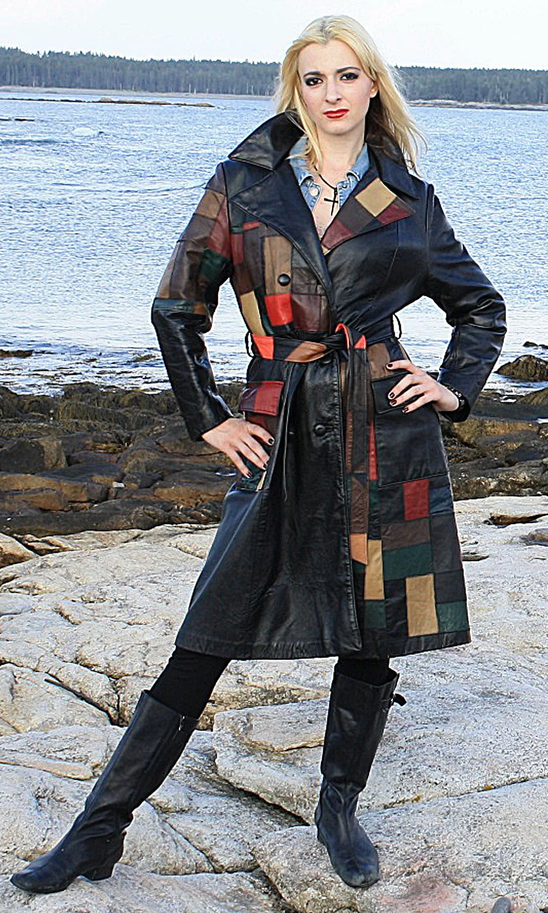 Vintage 70s Boho mod patchwork leather coat jacket