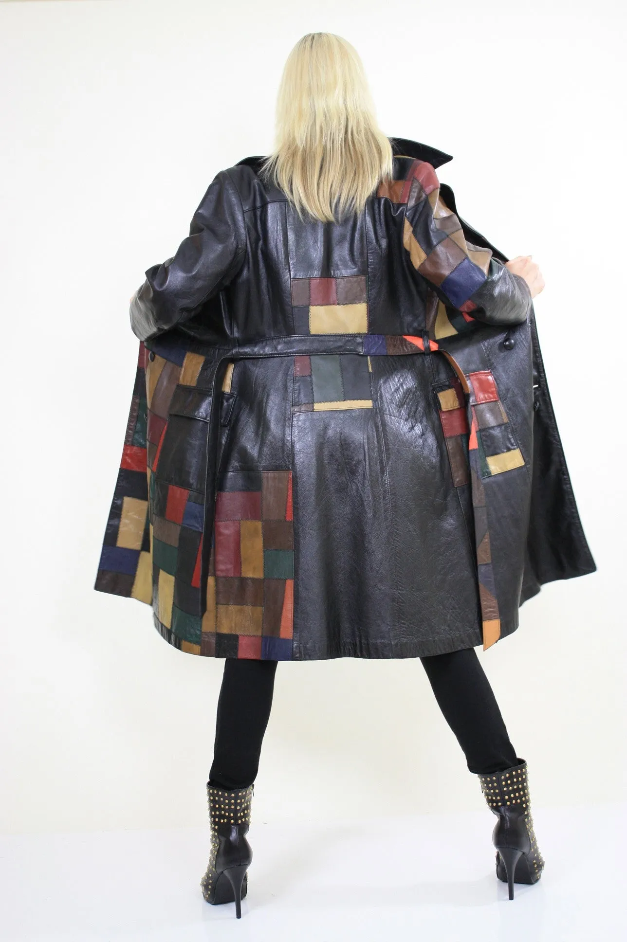 Vintage 70s Boho mod patchwork leather coat jacket