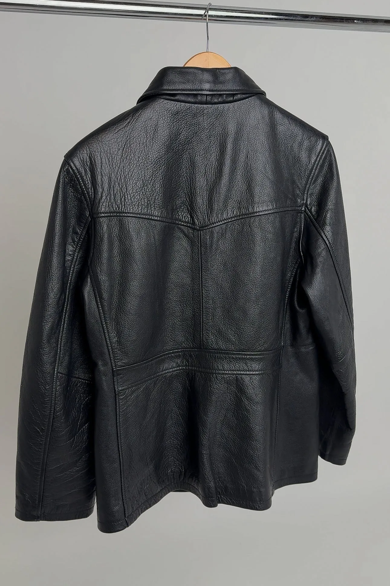 Vintage Carbon Leather Zip-Up Jacket