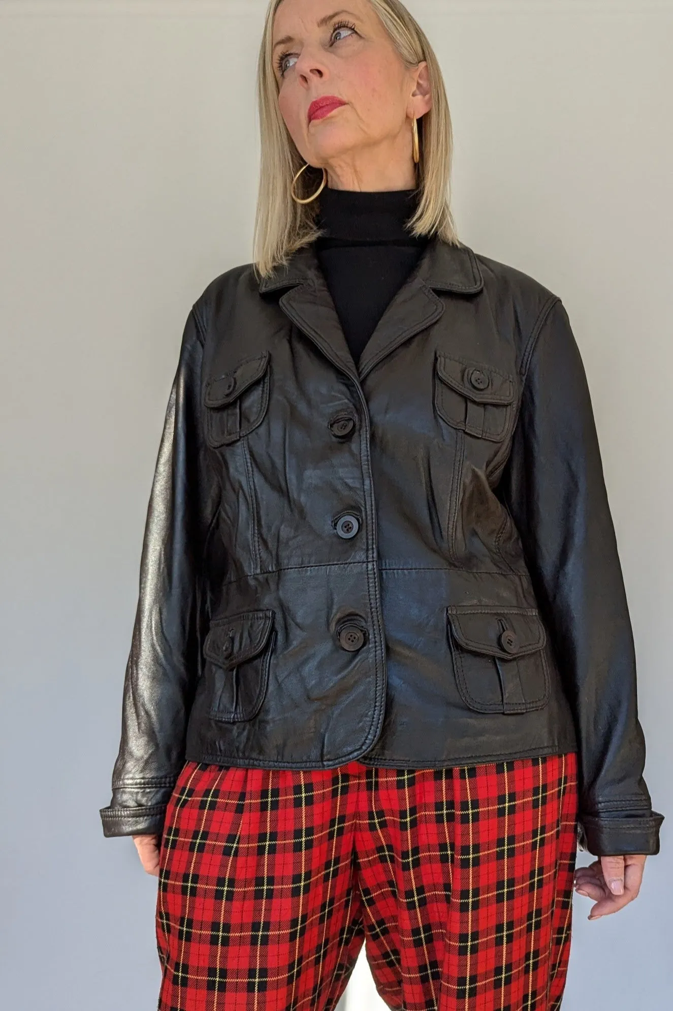 Vintage Leather Blazer Jacket