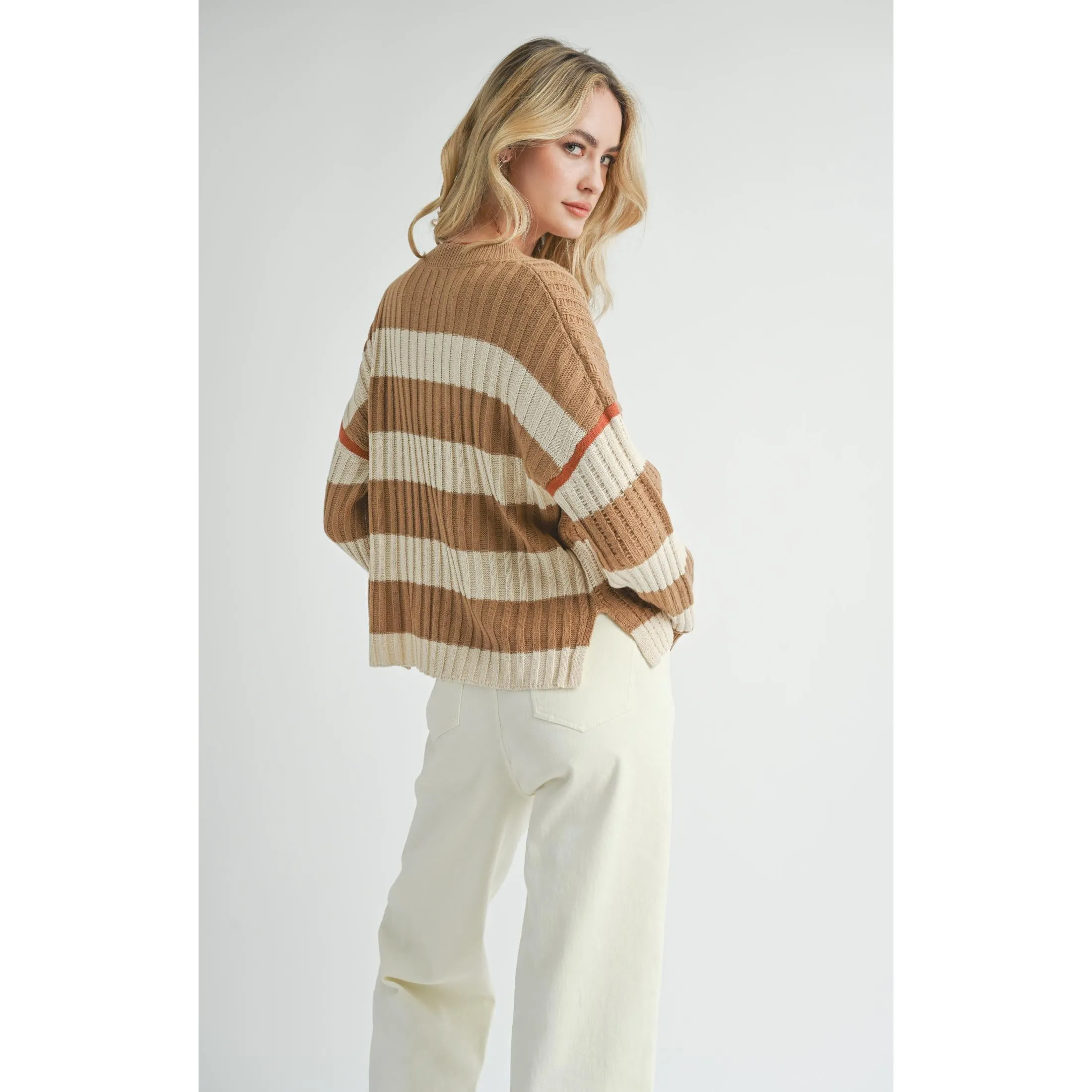 VIOLETTE STRIPED CREW NECK SWEATER