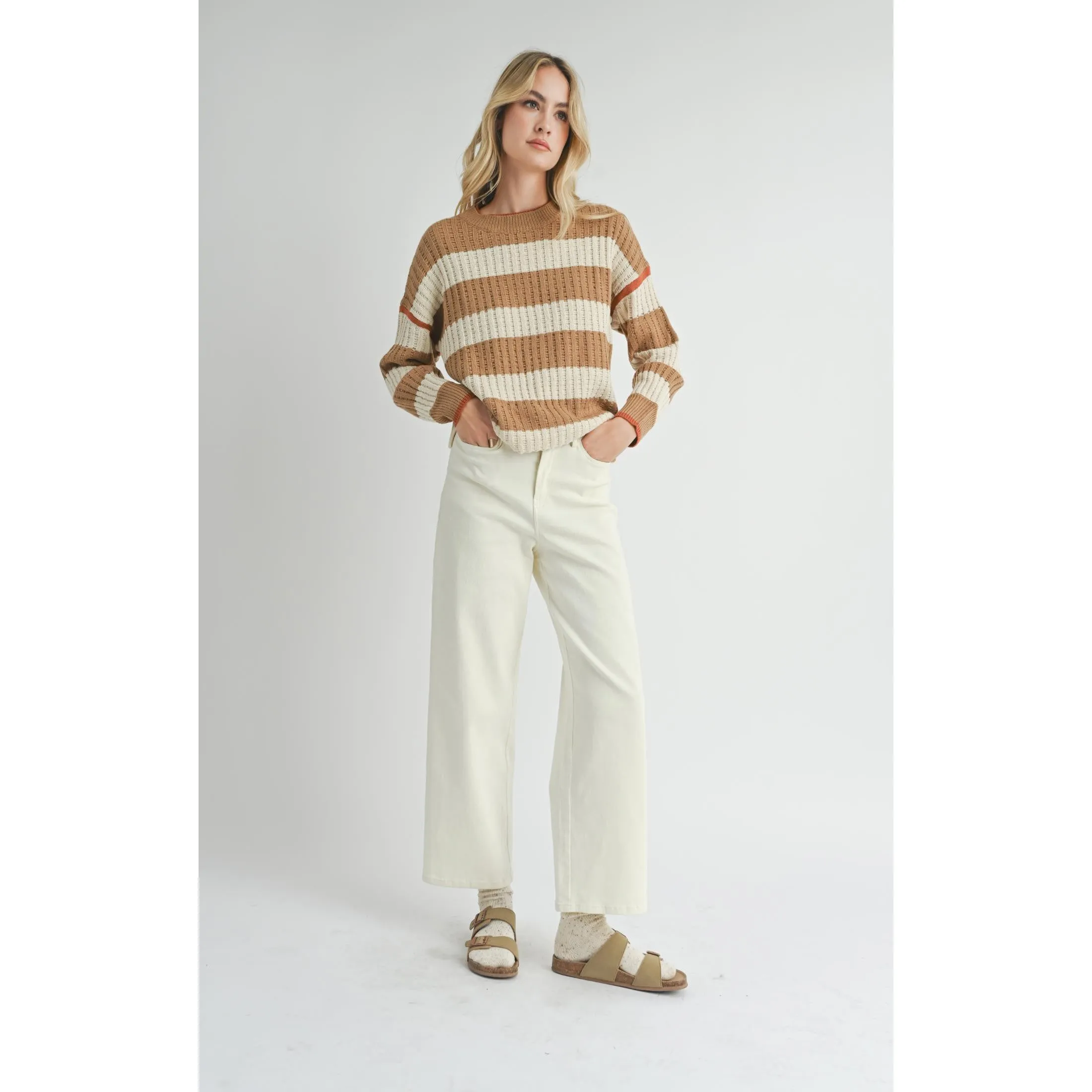 VIOLETTE STRIPED CREW NECK SWEATER