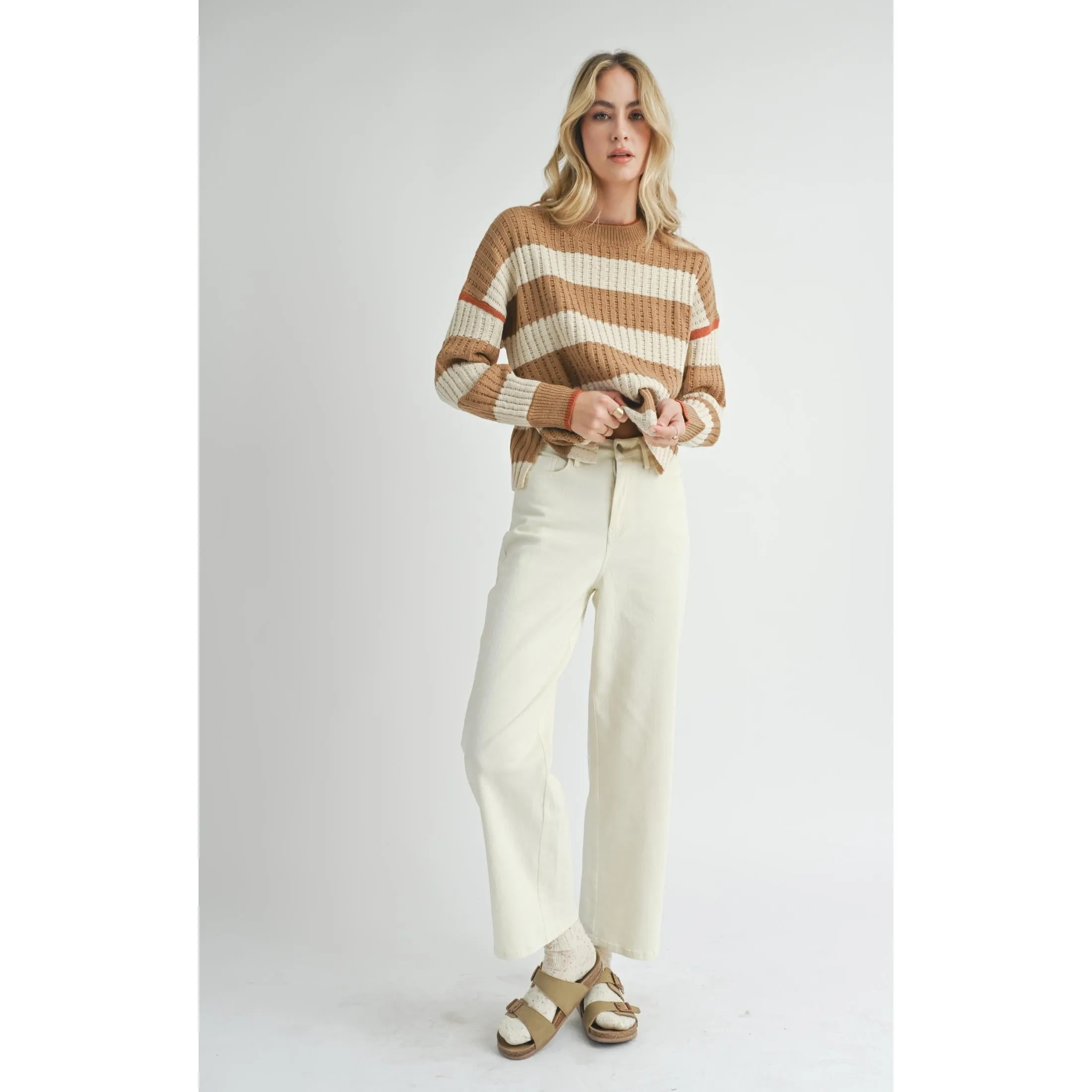 VIOLETTE STRIPED CREW NECK SWEATER