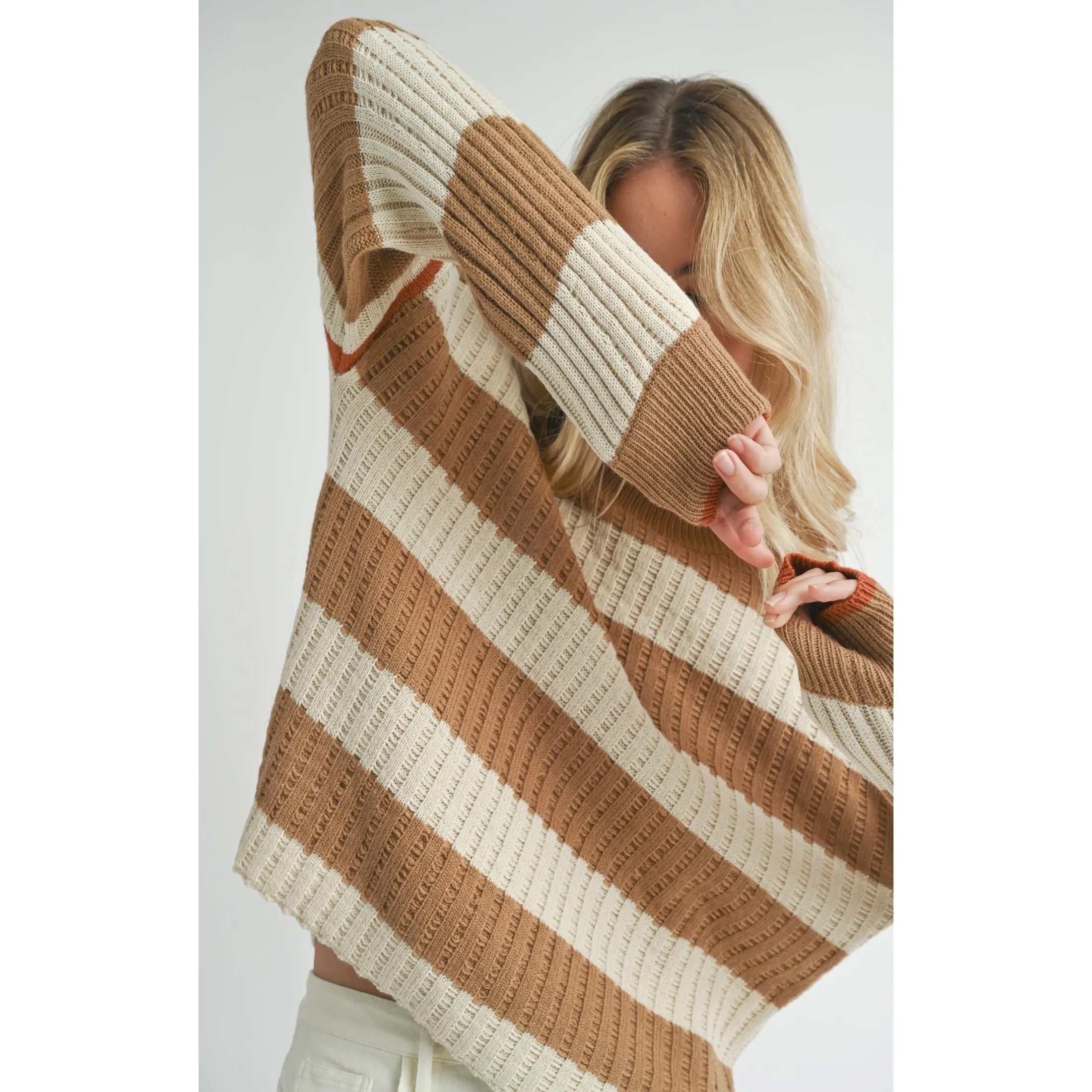 VIOLETTE STRIPED CREW NECK SWEATER