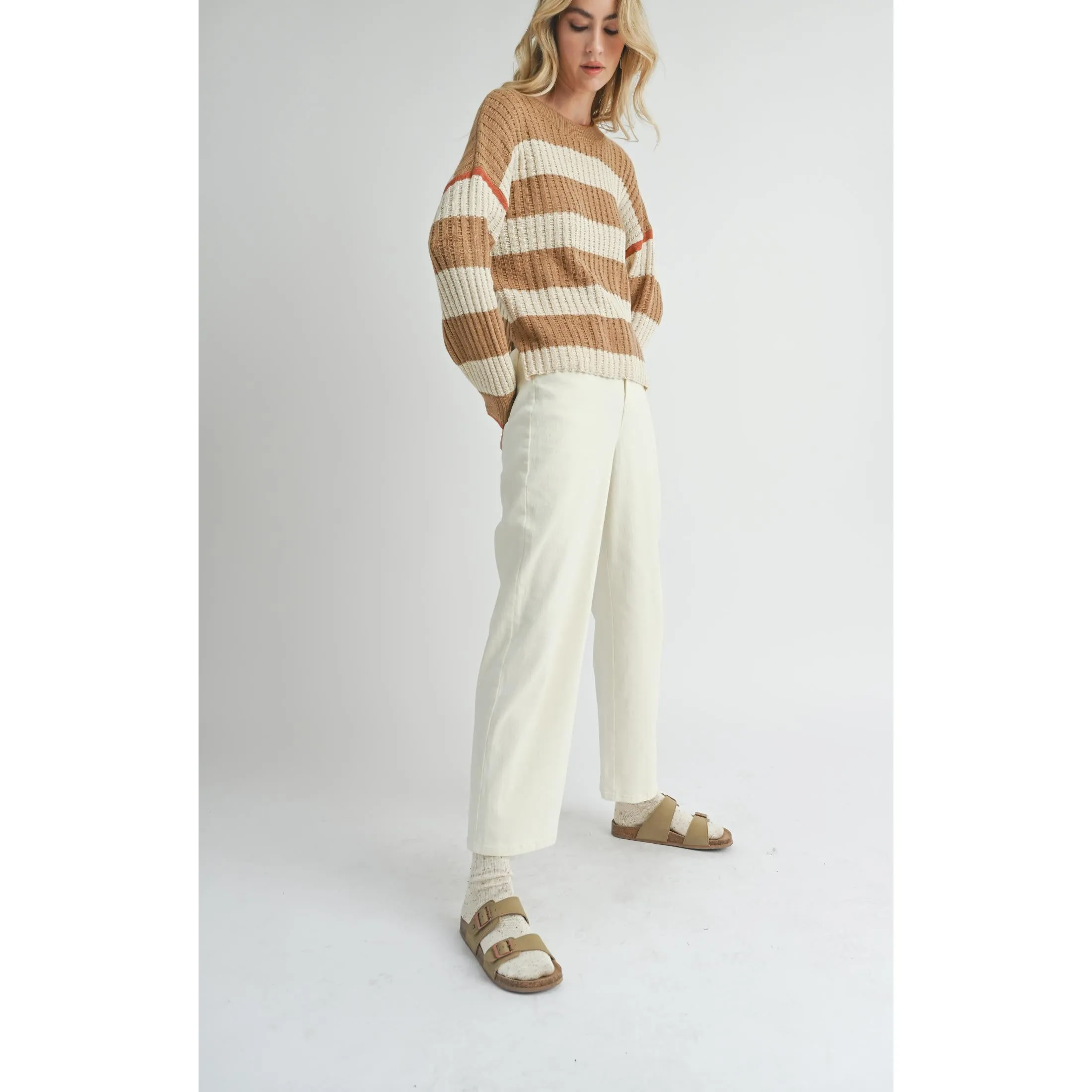 VIOLETTE STRIPED CREW NECK SWEATER