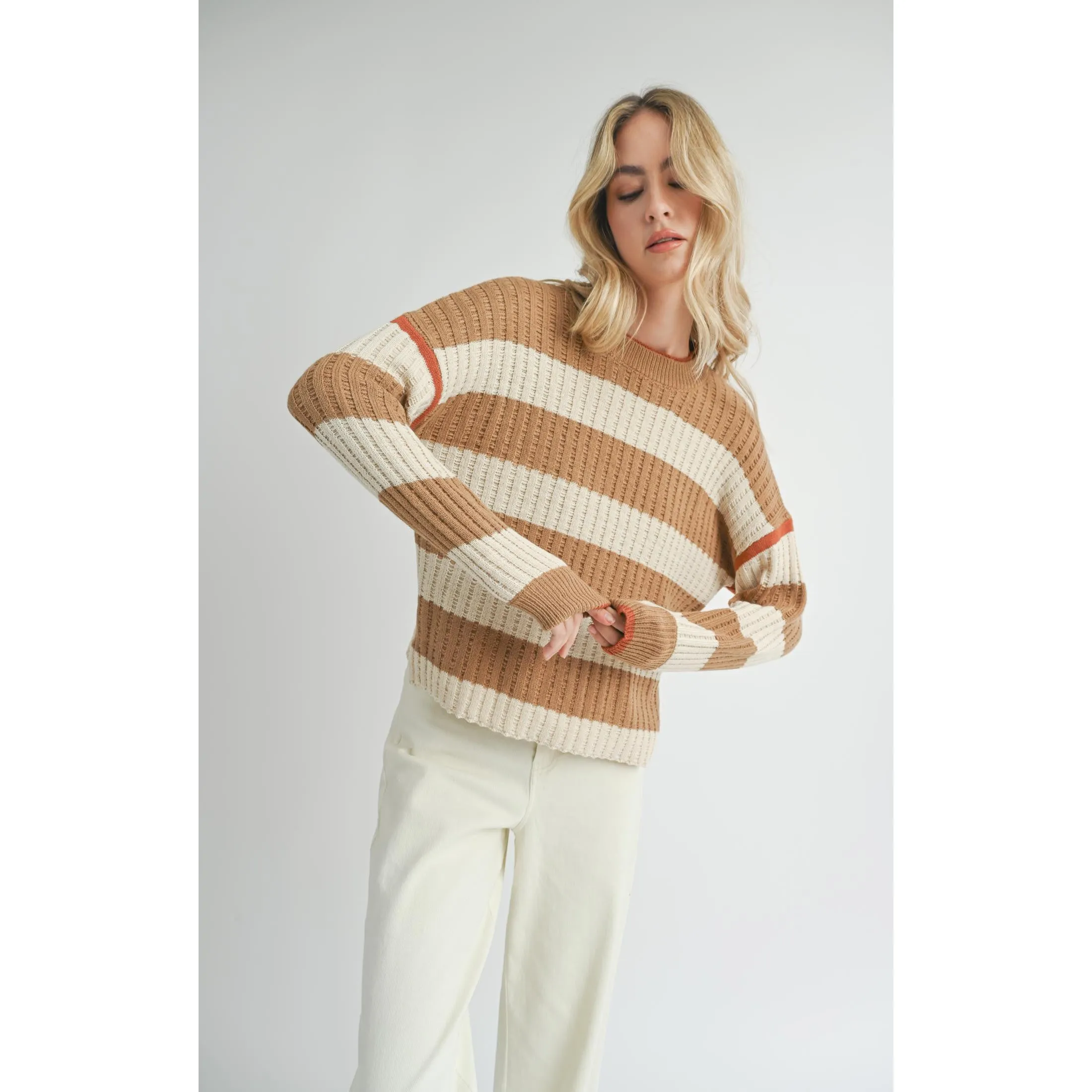 VIOLETTE STRIPED CREW NECK SWEATER