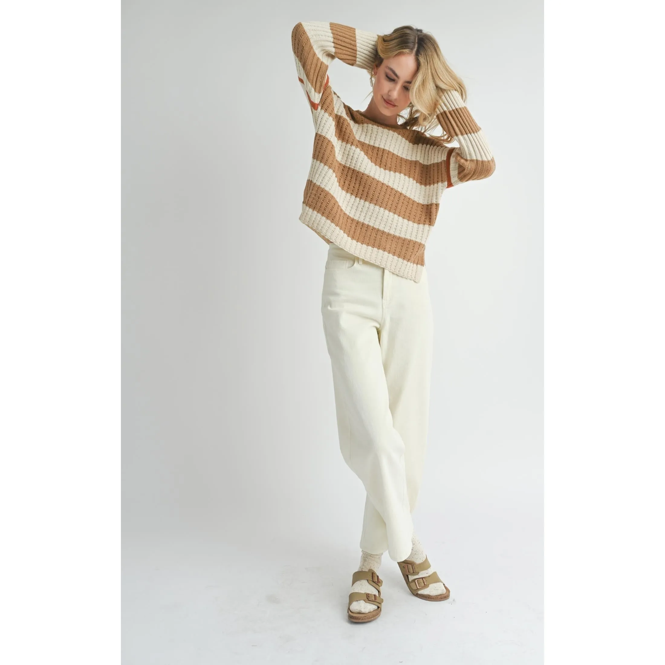 VIOLETTE STRIPED CREW NECK SWEATER
