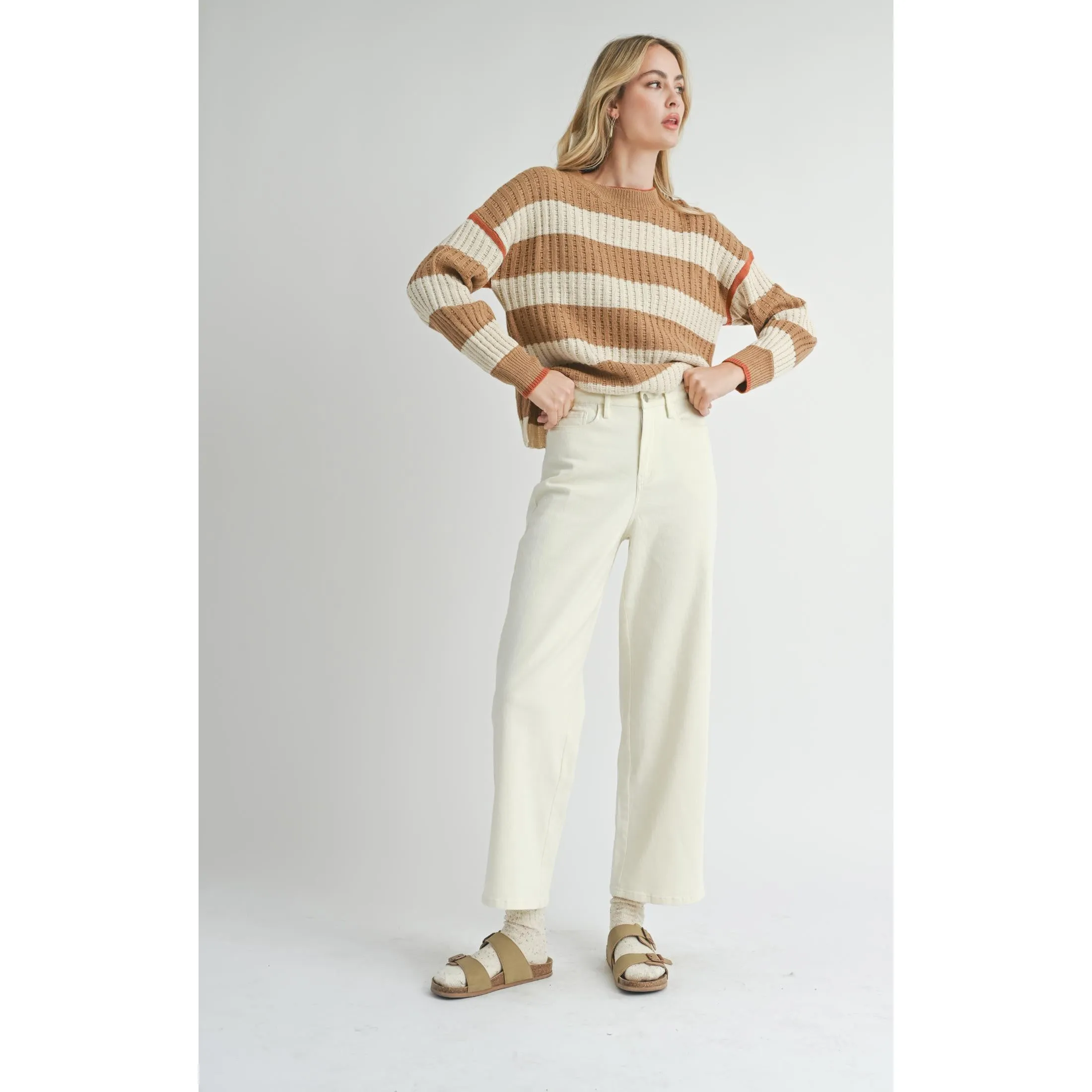 VIOLETTE STRIPED CREW NECK SWEATER