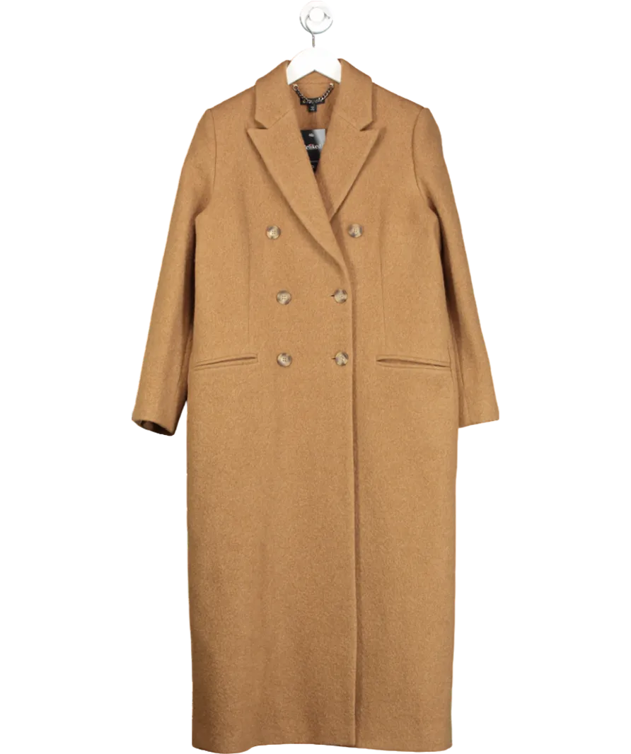 Whistles Brown Camel Textured Wool Blend Coat UK 10