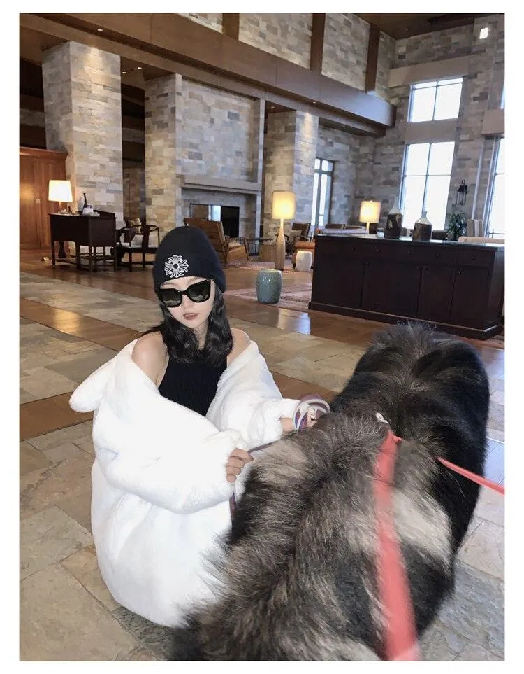 Winter Warm White Faux Fur Coat Women Double Lapel