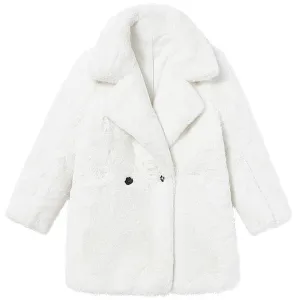 Winter Warm White Faux Fur Coat Women Double Lapel