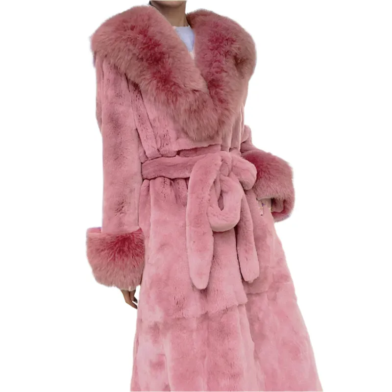 Women's Long Faux Fur Coat - Thick Warm Winter Mink Fur Jacket with Fur Collar, Oversized Feather Outerwear, Luxury Women's Clothing