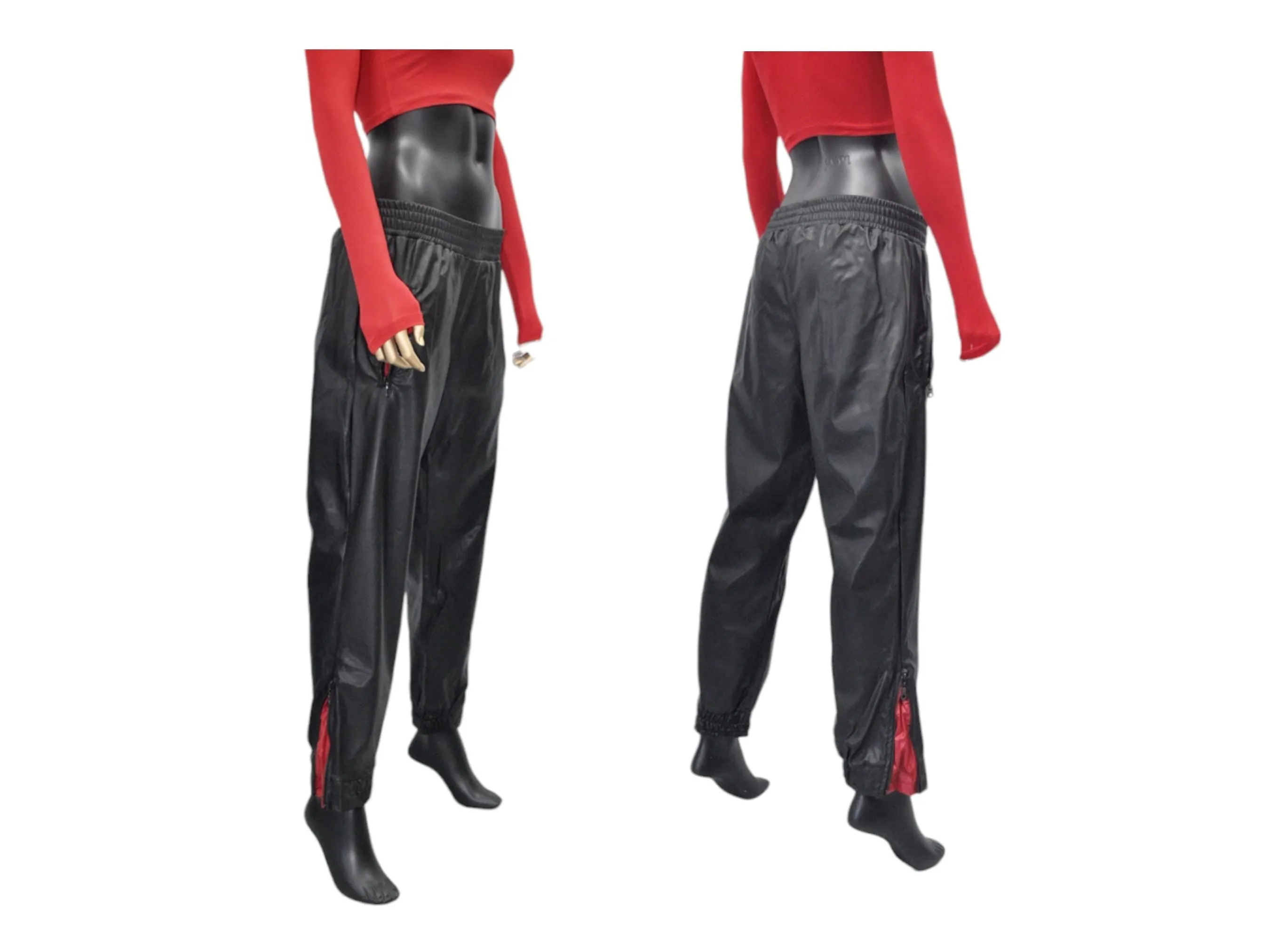XS - 8XL Unisex Double High Waisted Elastic Leg Faux Leather Baggy Pants , Hip Hop, Drawstring Jogger Harem Relaxed Casual ,Streetwear-BB344